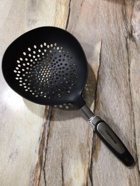 Farberware XL Pasta Strainer Spoon Black Nylon Slotted Ladle 13.5”
